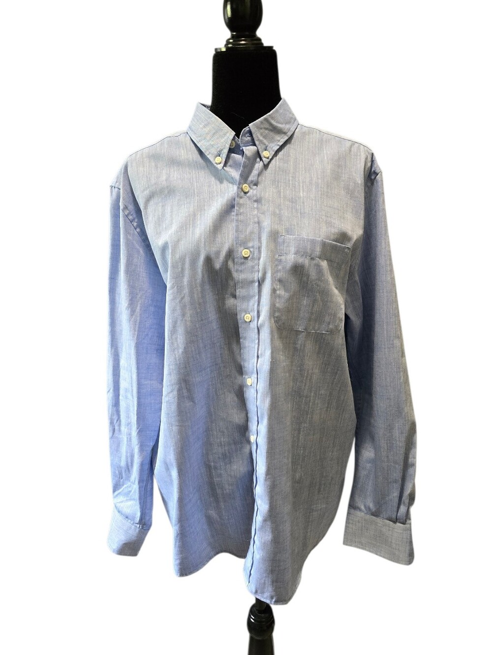 Pre-Owned MTailor Men's Long Sleeve Solid Blue Collared Dress Shirt 100% Cotton